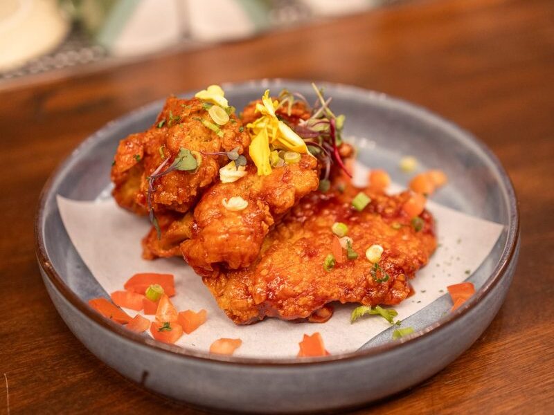 Gochujang fried chicken with sesame and parsley